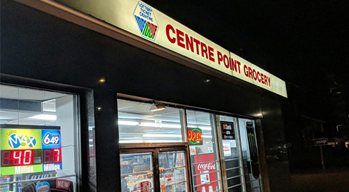 Storefront of Centre Point Grocery